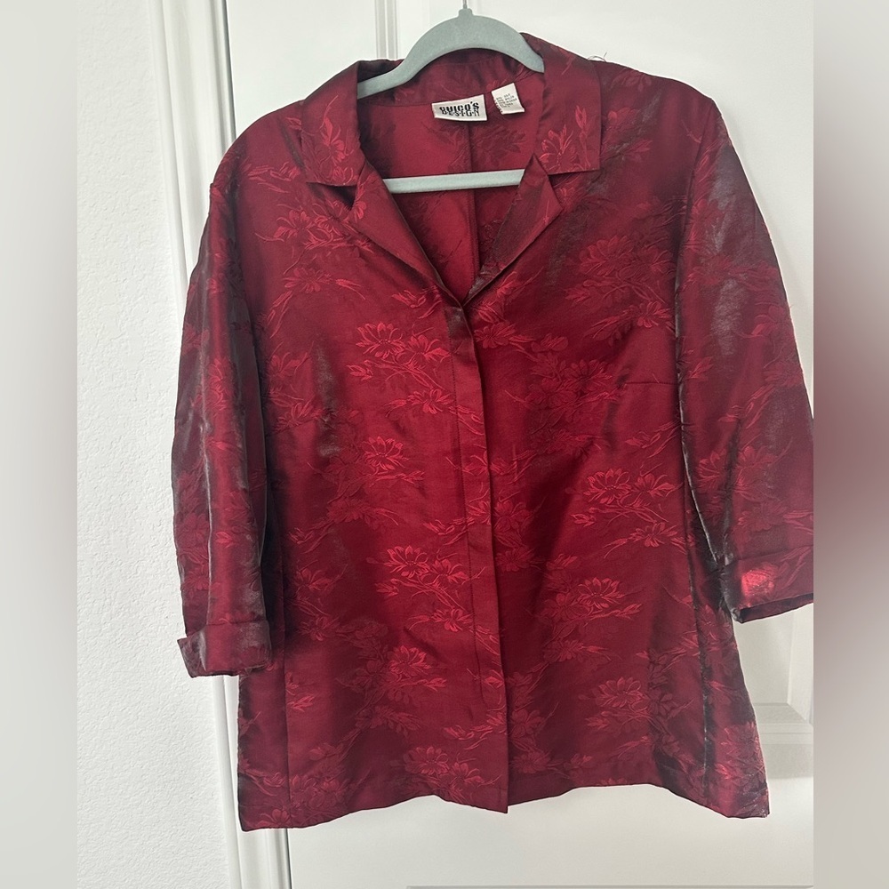 Chico's Vintage Silk Blend Floral Button Up Blouse